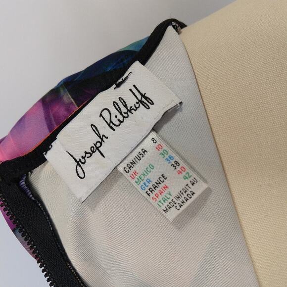 Joseph Ribkoff Stained Glass Sheath Dress Size 8 Cap Sleeve Knee Length Career - Picture 7 of 8